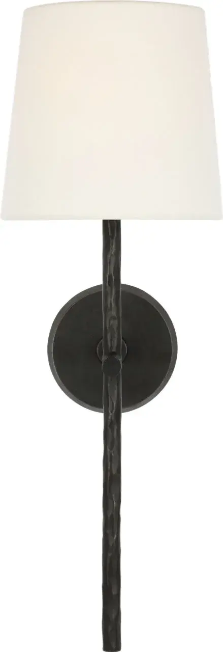 Collette 23" Tail Sconce in Aged Iron with Linen Shade - Image 3