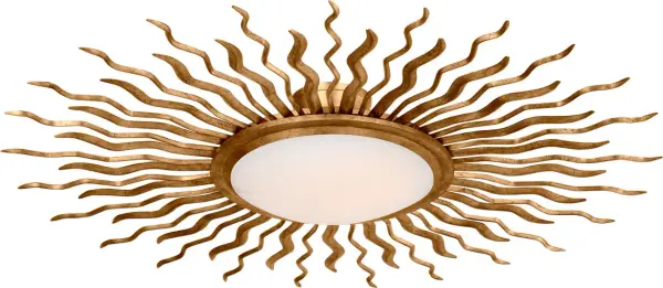 Sophisticated 38" Semi-Flush with Gilded Iron and White Glass - Image 1