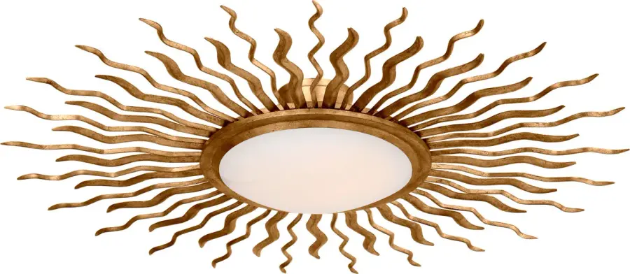 Sophisticated 38" Semi-Flush with Gilded Iron and White Glass - Image 1