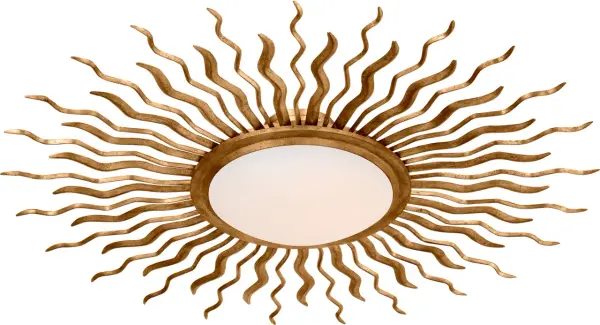 Sophisticated 38" Semi-Flush with Gilded Iron and White Glass - Image 2