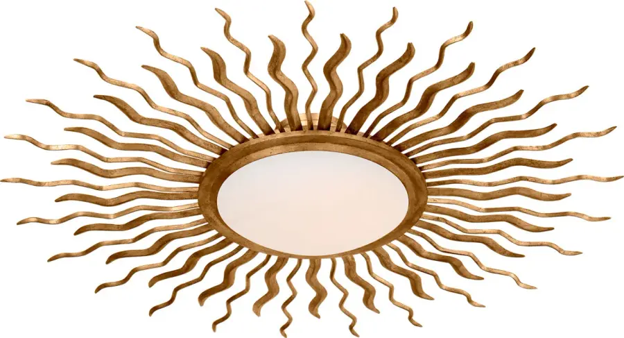 Sophisticated 38" Semi-Flush with Gilded Iron and White Glass - Image 2