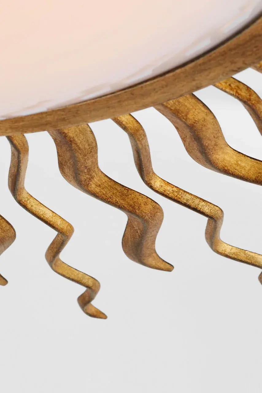 Sophisticated 38" Semi-Flush with Gilded Iron and White Glass - Image 3