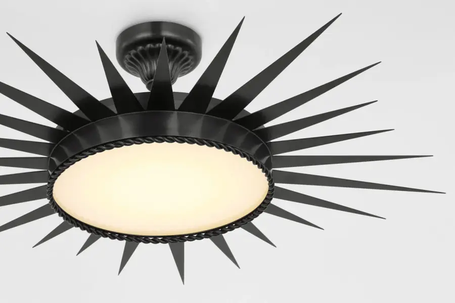 Soleil 36" Semi-Flush Mount in Bronze with White Glass - Image 4