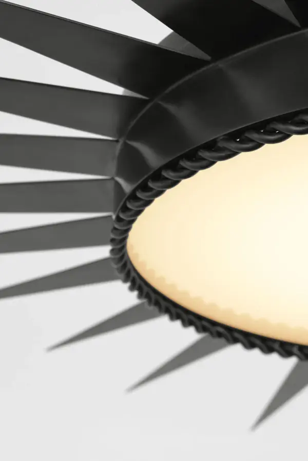 The Soleil 45" semi-flush mount makes a dramatic statement with its expansive scale and elegant bronze finish paired with white glass. Perfect for large rooms with standard to high ceilings where a chandelier isn't practical. - alternate view