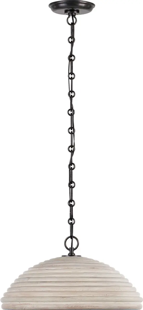 The Emerson pendant beautifully blends organic ash rattan with refined bronze hardware, creating a warm, textured focal point. At 16 inches, it's perfectly scaled for intimate dining spaces and kitchen islands.