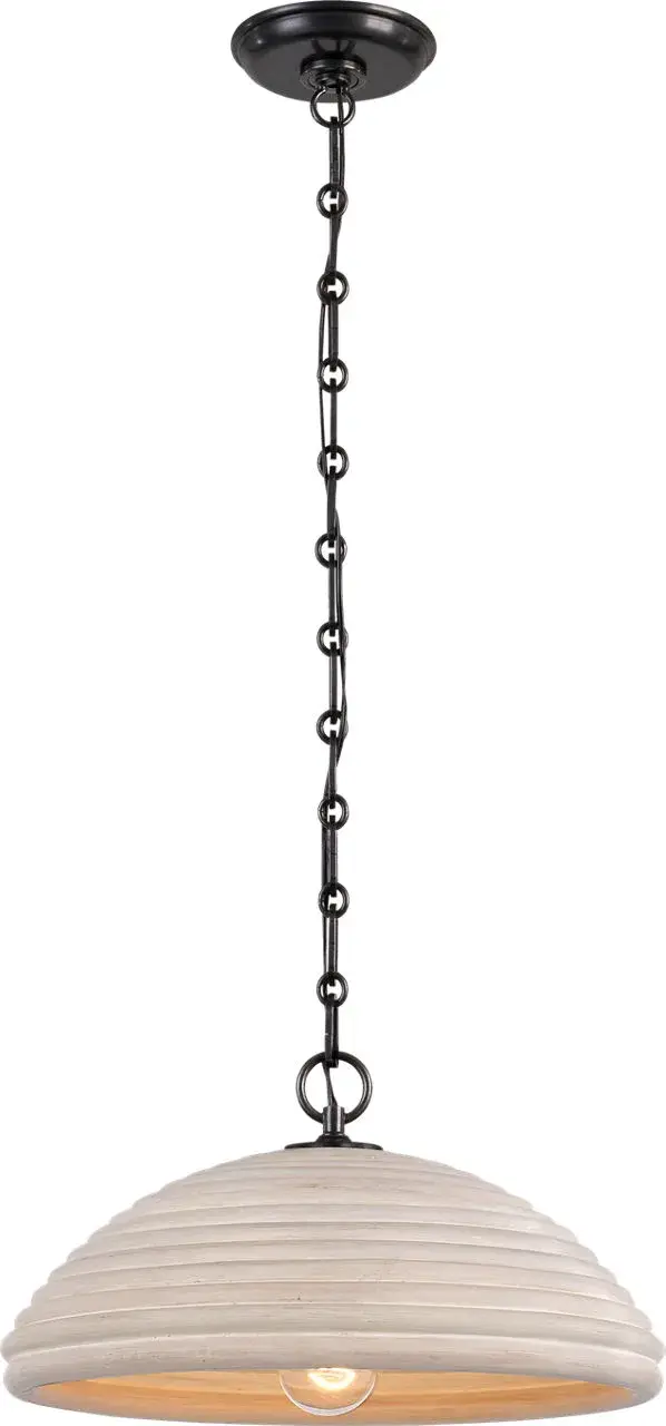 The Emerson pendant beautifully blends organic ash rattan with refined bronze hardware, creating a warm, textured focal point. At 16 inches, it's perfectly scaled for intimate dining spaces and kitchen islands. - alternate view