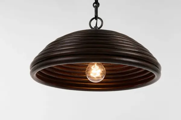 Emerson 16" Pendant in Bronze with Espresso Rattan Shade - Image 5