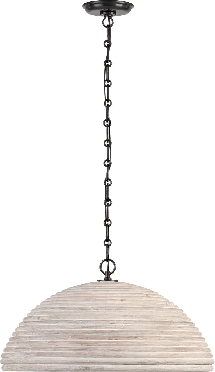 Emerson 23" Pendant in Bronze with Ash Rattan Shade - Image 1