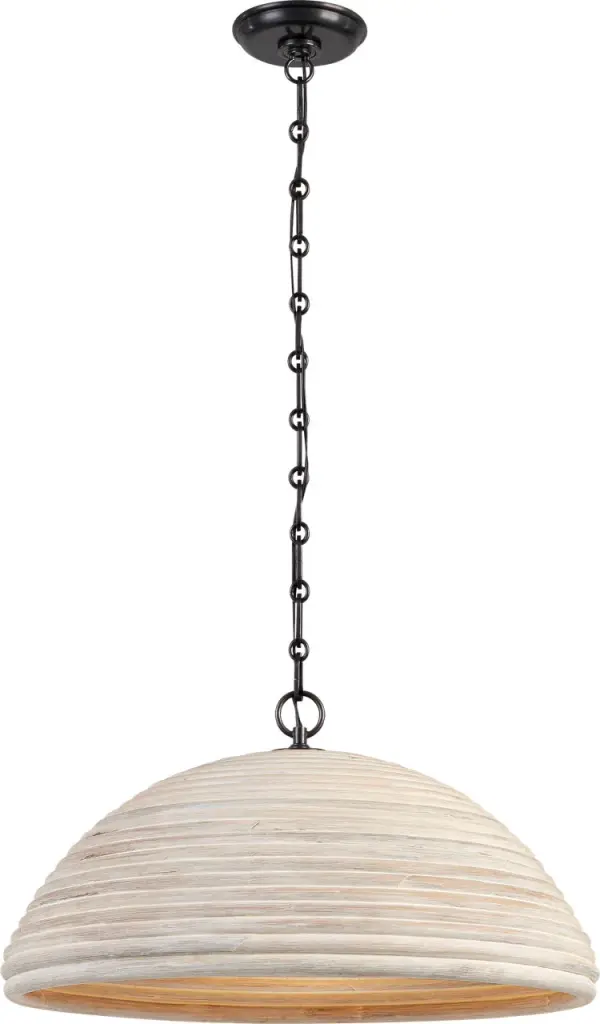 The Emerson pendant brings organic warmth through its handwoven ash rattan shade paired with refined bronze hardware. At 23 inches, it makes a statement without overwhelming, perfect for creating inviting ambiance in dining and living spaces. - alternate view