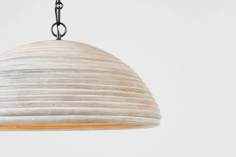 Emerson 23" Pendant in Bronze with Ash Rattan Shade - Image 3