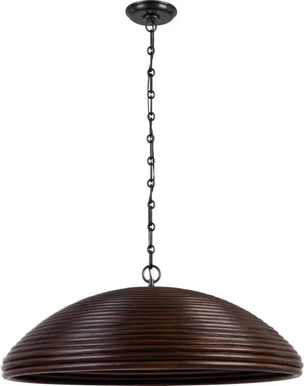 Emerson 29" Pendant in Bronze with Espresso Rattan Shade - Image 3