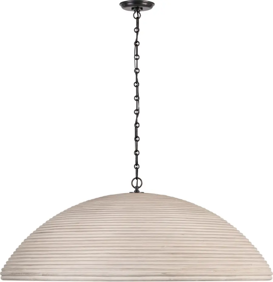 Emerson 42" Pendant in Bronze with Ash Rattan Shade - Image 1