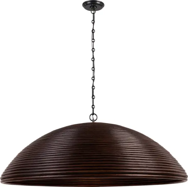 The Emerson 42" pendant combines natural espresso rattan with bronze hardware for a sophisticated organic modern aesthetic. Its generous scale makes it perfect for large dining spaces and kitchen islands. - alternate view