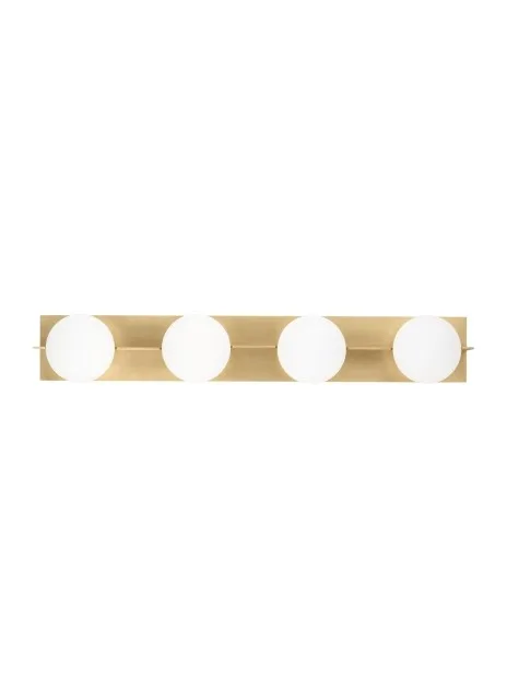 Orbel Four Light Bath Vanity in Natural Brass
