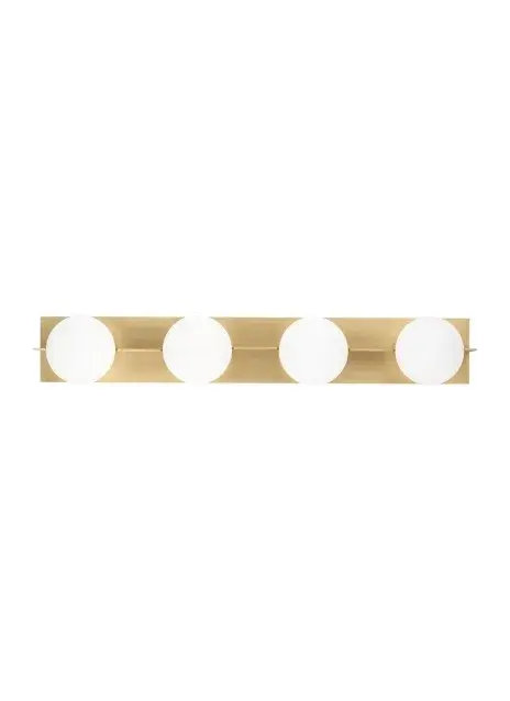 Orbel Four Light Bath Vanity in Natural Brass