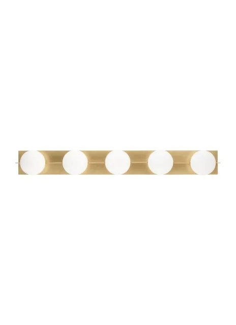 Orbel Five Light Bath Vanity in Natural Brass
