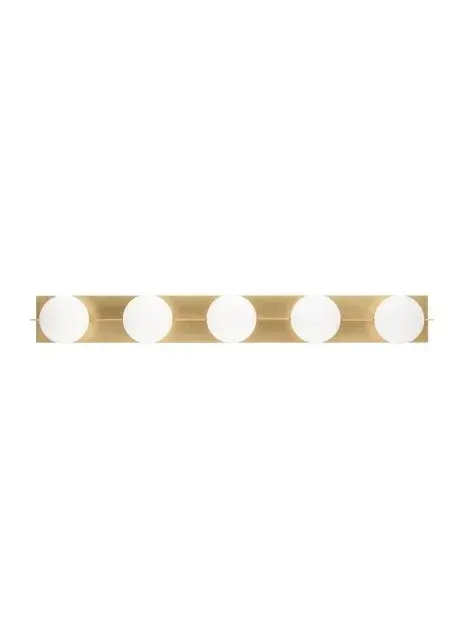 Orbel Five Light Bath Vanity in Natural Brass