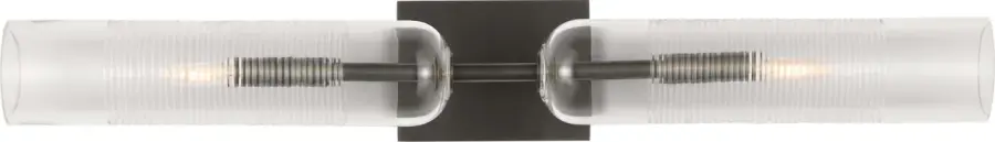 Elegant Dual-Cylinder Vanity Light with Ribbed Glass Detail - Image 1