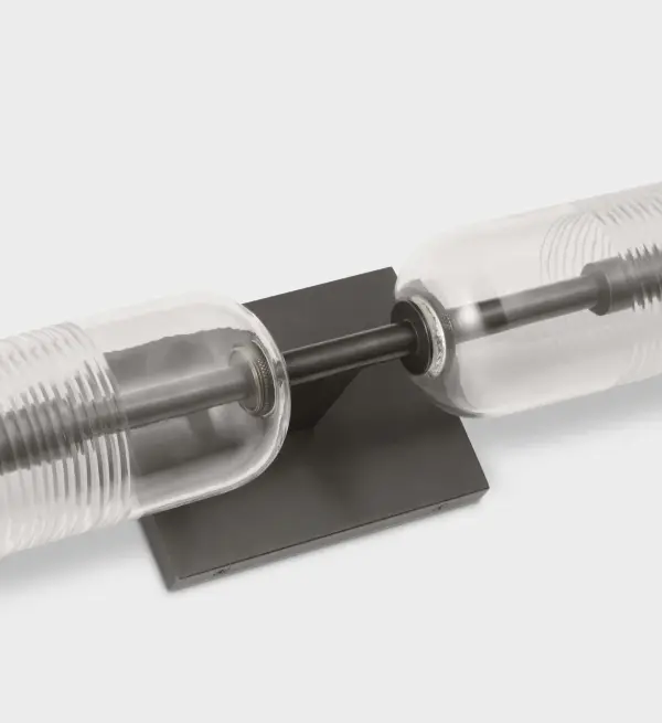 Elegant Dual-Cylinder Vanity Light with Ribbed Glass Detail - Image 3