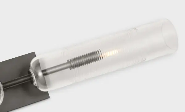 Elegant Dual-Cylinder Vanity Light with Ribbed Glass Detail - Image 4