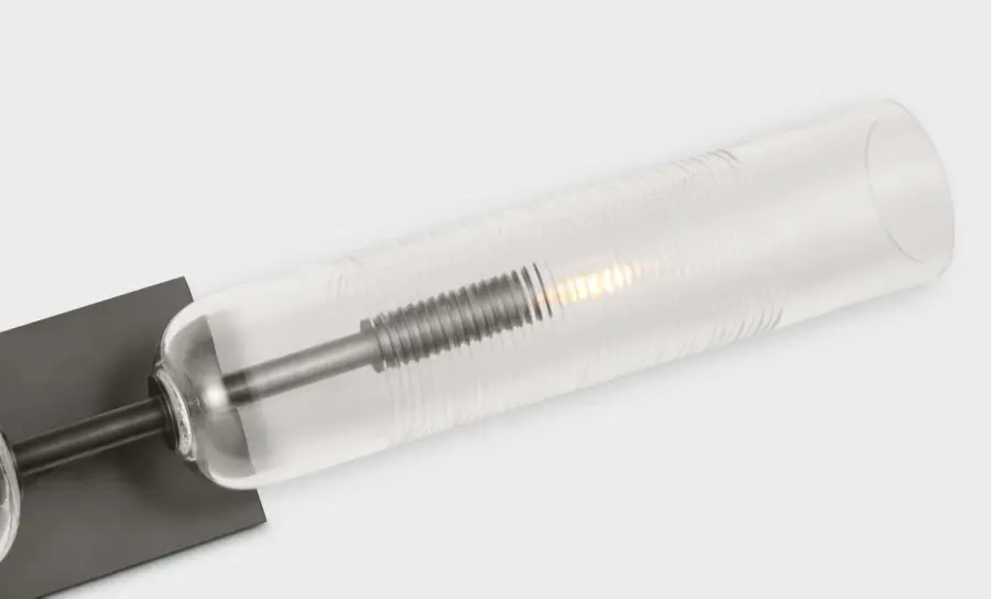 Elegant Dual-Cylinder Vanity Light with Ribbed Glass Detail - Image 4