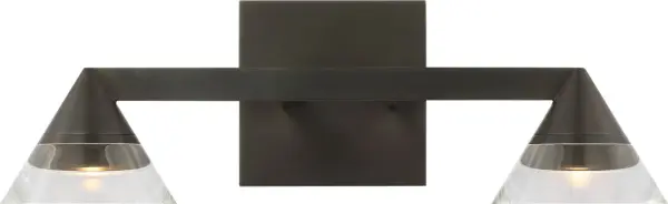 The Midrand 15" Vanity Light combines modern architectural design with practical illumination. Its compact conical form and precision-cut crystal diffuser create warm, inviting light perfect for smaller vanities and powder rooms.