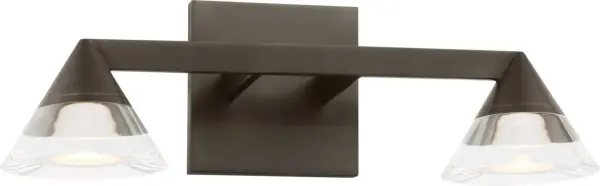 The Midrand 15" Vanity Light combines modern architectural design with practical illumination. Its compact conical form and precision-cut crystal diffuser create warm, inviting light perfect for smaller vanities and powder rooms. - alternate view