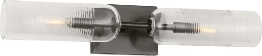 Elegant Dual-Light Vanity with Hand-Cut Ribbed Glass - Image 2