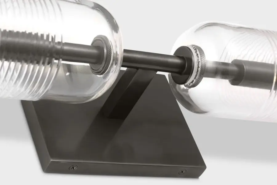 Elegant Dual-Light Vanity with Hand-Cut Ribbed Glass - Image 3