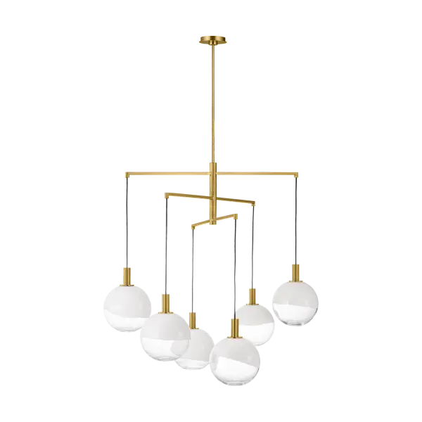 The Torian XL Chandelier commands attention with its generous scale and sophisticated burnished brass finish. Perfect for grand dining rooms and two-story foyers, this fixture delivers both dramatic presence and refined elegance.