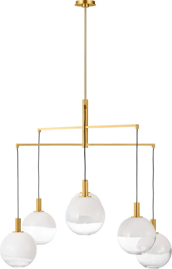 The Torian XL Chandelier commands attention with its generous scale and sophisticated burnished brass finish. Perfect for grand dining rooms and two-story foyers, this fixture delivers both dramatic presence and refined elegance. - alternate view
