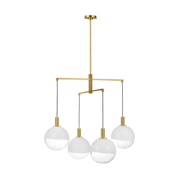 The Torian Large Chandelier brings refined elegance to spacious interiors with its burnished brass finish and substantial presence. Perfect for making a statement in dining rooms and entryways.