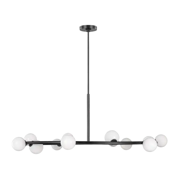 The Altair Extra Large Chandelier combines bold scale with refined simplicity, featuring a minimalist metal framework and organic milk glass globes. Perfect for spaces with high ceilings that demand a dramatic yet graceful focal point.
