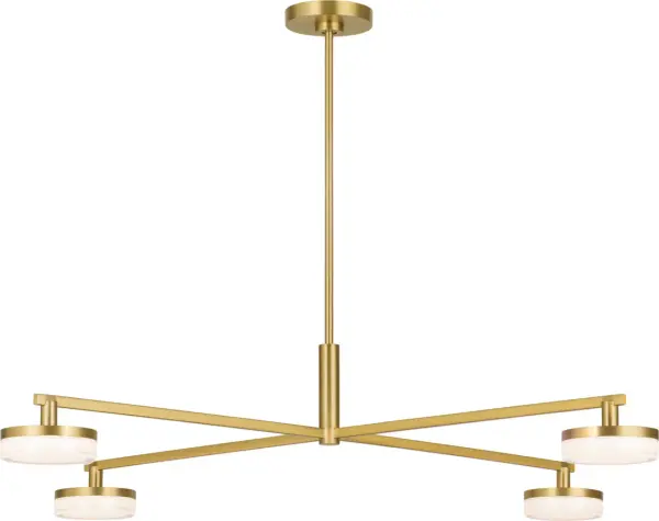 The Khan Extra Large Chandelier commands attention with its substantial scale and warm burnished brass finish. Perfect for grand spaces requiring dramatic lighting, this fixture combines contemporary design with timeless metalwork.
