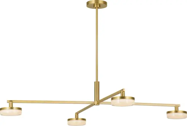 The Khan Extra Large Chandelier commands attention with its substantial scale and warm burnished brass finish. Perfect for grand spaces requiring dramatic lighting, this fixture combines contemporary design with timeless metalwork. - alternate view