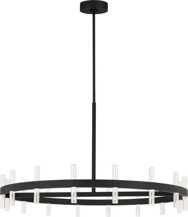 The Silas 36" chandelier delivers dramatic impact with its substantial 3-light design in sophisticated Midnight Black. Perfect for modern and industrial spaces, this fixture combines clean lines with bold presence.