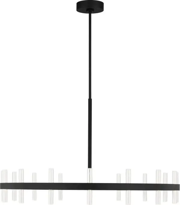 The Silas 36" chandelier delivers dramatic impact with its substantial 3-light design in sophisticated Midnight Black. Perfect for modern and industrial spaces, this fixture combines clean lines with bold presence. - alternate view