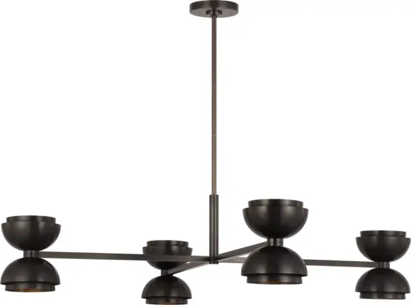The Shanti X-Large Chandelier delivers dramatic presence with its substantial scale and dark bronze finish. Featuring integrated 2700K LED with 90 CRI for exceptional color rendering, this fixture combines contemporary design with warm, inviting light quality perfect for grand spaces. - alternate view
