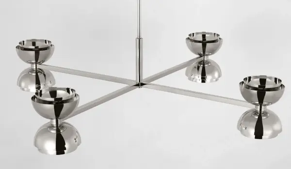 The Shanti X-Large Chandelier combines substantial scale with polished nickel elegance, delivering warm 2700K LED illumination with exceptional 90 CRI color rendering for discerning spaces. - alternate view