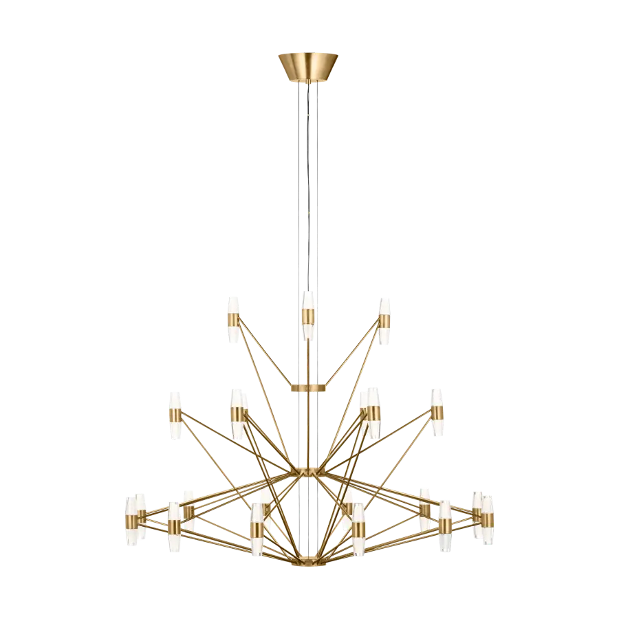 Lassell Three Tier Tall X-Large Chandelier in Natural Brass - Image 1