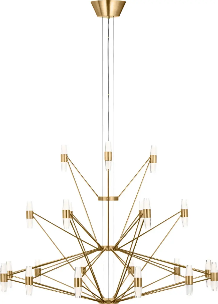 Lassell Three Tier Tall X-Large Chandelier in Natural Brass - Image 2