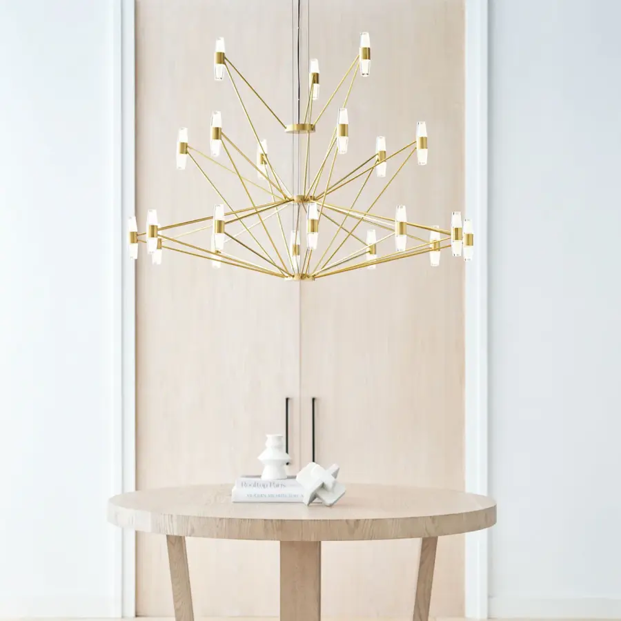 Lassell Three Tier Tall X-Large Chandelier in Natural Brass - Image 5