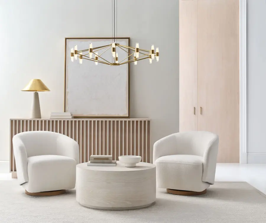 Lassell Large Chandelier in Natural Brass - Image 6