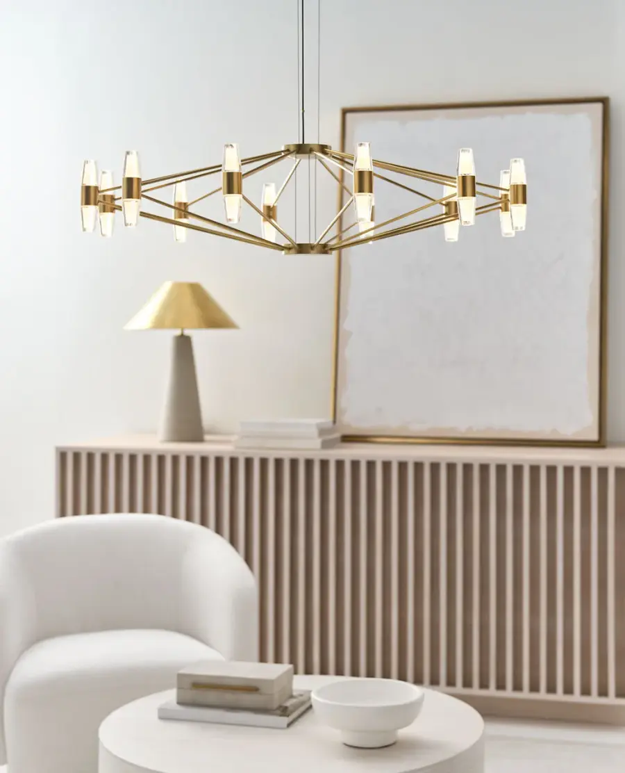 Lassell Large Chandelier in Natural Brass - Image 10