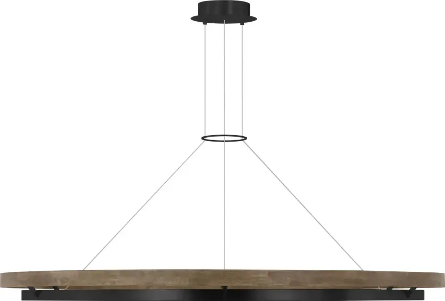 Grace 65 Chandelier in Matte Black and Weathered Oak Wood - Image 2