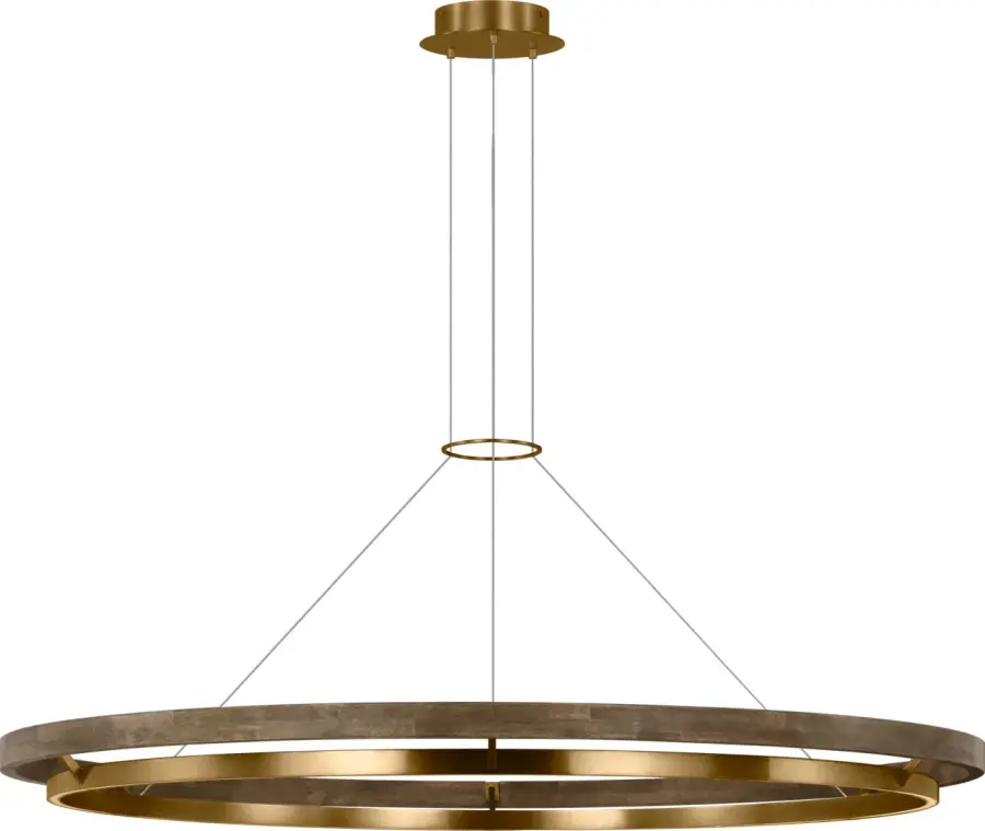Grace 65 Chandelier in Natural Brass and Weathered Oak - Image 1