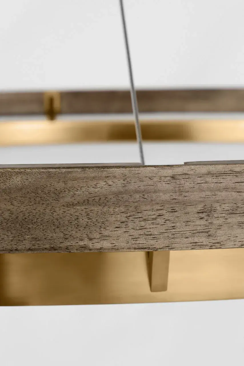 Grace 65 Chandelier in Natural Brass and Weathered Oak - Image 3