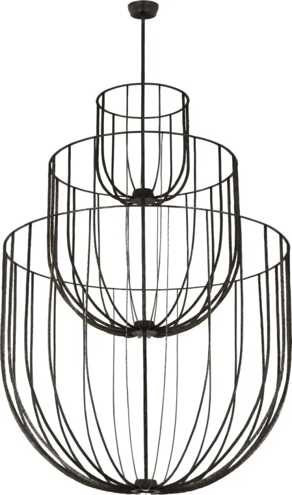 The Sanchi Grande makes a bold architectural statement with its three-tier cascading design in aged iron. Premium 2700K LED with 90 CRI delivers warm, color-accurate illumination perfect for grand spaces.