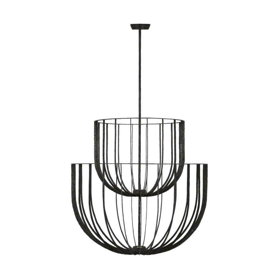 Sanchi Large Two Tier Chandelier in Aged Iron - Image 1