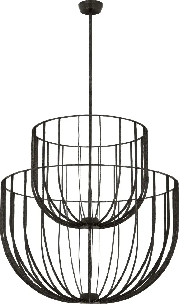 Sanchi Large Two Tier Chandelier in Aged Iron - Image 2